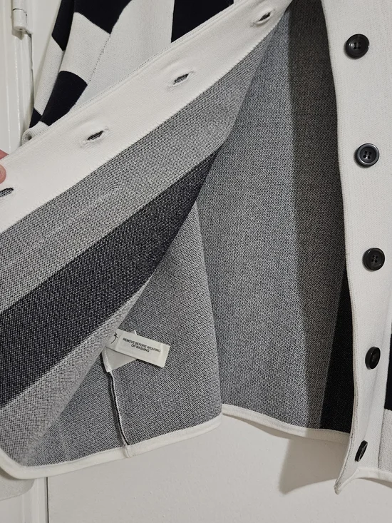 Ann Taylor Black & White Striped Button Cardigan XL - Picture 5 of 9